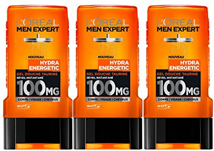 L'Oreal Men Expert Hydra Energetic Despertar Gel de Ducha instantánea Hombres 300 ml - juego de 3
