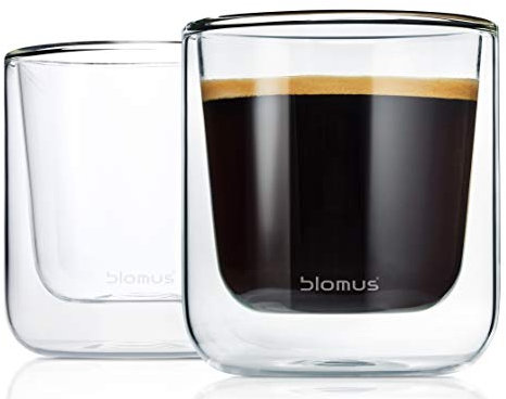 Blomus – Juego de 2 Vasos de Latte Macchiato Nero (85 mm)