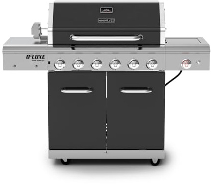 Nexgrill Deluxe 6-Burner Propane Gas Grill with Ceramic Searing Side Burner, Rotisserie Kit, 60,000 BTUs Output, and Stainless Steel Control Panel, BBQ Grill Perfect for Outdoor Gatherings - 720-0896B