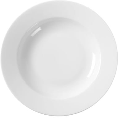 HENDI Assiette creuse, bords renforcés, émaillage de qualité, résistance aux impacts et à l'usure, convient à micro-ondes et lave-vaisselle, ø230mm, porcelaine blanche