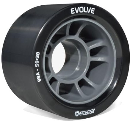 Bont Skates - Evolve Roller Derby Skate Wheel - Indoor Roller Skate Wheels - Rollerskate Wheels - Black 98A - Set of 4 Wheels (Black 98A - Set of 4 Wheels)