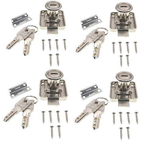JZK 4 x Cerradura de muebles con con mismas llaves, cerradura de armario cerradura de escritorio cerradura de cajón cerradura de gabinete