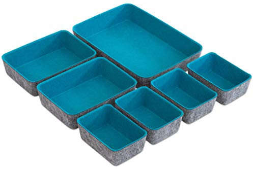 Betzold - Filzschalen-Set 7-teilig türkis - Aufbewahrungs-Boxen Filzkörbe