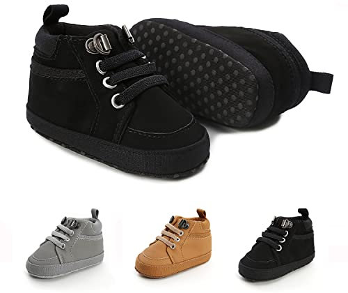 Unisex babyskor med mjuk sula för 3–18 månader, svart, 6-12 månader