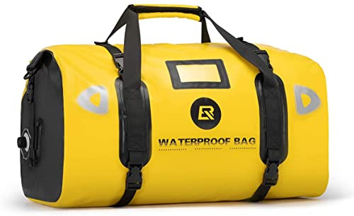 ROCKBROS Sacoche de Selle Moto 20L 40L 55L Sacoche Cavalier pour Moto Arrière PVC Étanche Sac de Voyage Durable Réfléchissant Grande Capacité Universel Installation Facile Sangle Réglable Noir Jaune