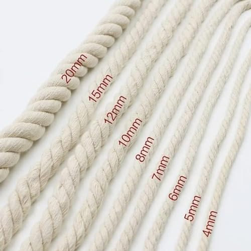 Cotton Rope Sash Cord White Twine Washing Clothes Natural 3 Strand 6mm 8mm 10mm 12mm 14mm 16mm 18mm 20mm - 20mm 3 strand various lengths (2, 16mm)