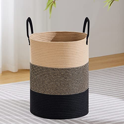 VIPOSCO Tvättkorg, 58 liter, hög, flätad, brun och svart