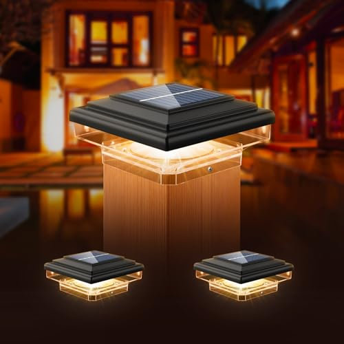 kefflum 2 Stück Solar Pfostenkappe 7x7 8x8 9x9 10x10 Pfostenkappen Licht Solar Pfostenleuchte,Zaunpfosten Lampe Solarlampe Außen Säulenlampe IP65 Wasserdicht für hölzerne Pfosten,Zaun