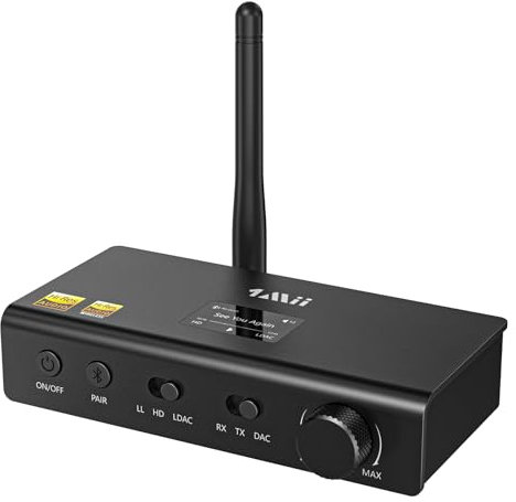 1Mii DS700 HiFi Bluetooth Transmitter Empfänger mit DAC, LDAC Hi-Res Audio & aptX HD/LL, OLED-Display, 3 in 1 Audio Adapter für TV, 2 Kopfhörer, Lautsprecher, Stereoanlage