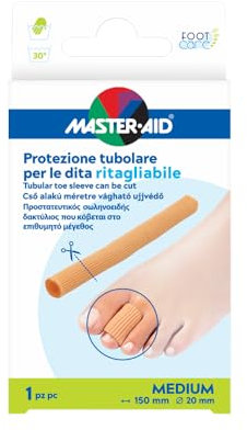 MASTER AID Footcare Dita - Protezione Dita - Protezione Tubolare per le Dita di Piedi e Mani - Lavabile e Riutilizzabile - Formato Medium - 1 Confezione da 1 Pezzo - 150mm - Diametro 20mm