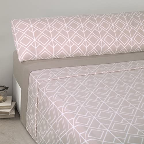 HOME MERCURY- Juego de Sábanas Térmicas para Invierno, Extra Suave y Ajustables, Juego de Franela de 3 Piezas Incluye Bajera Ajustable, Encimera y Funda Almohada. (Cama 90, Rombo Marrón)