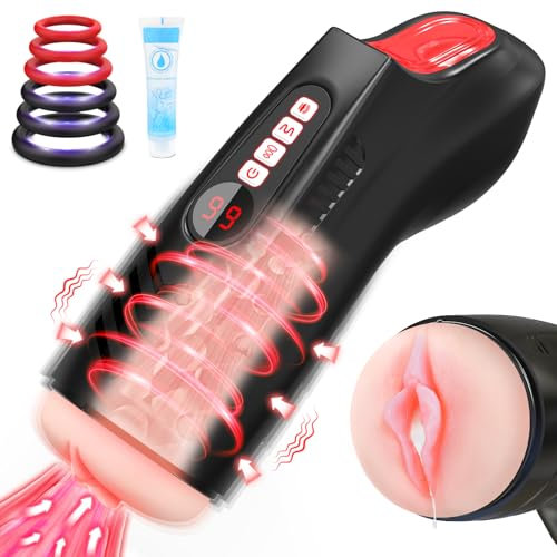 Masturbtore per Uomini Sex Toys Uomo - Masturvatore per Uomo Elettrico LED, 9 Potenti Modalità di Suzione e Vibrazione Masturbatori Maschili Sexy Toys 6 Anelli per il Pene Masturazione Realistico Uomo