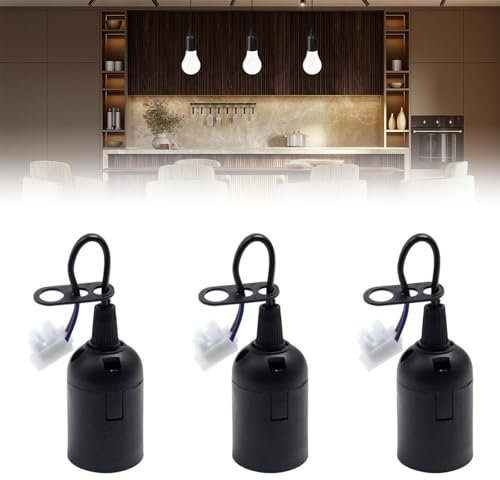 Douille E27 Douille Ampoule Chantier, E27 Support D'Ampoule avec Câble, Douille E27 Support D'ampoule, E27 Rénovation Douille Douille, Douille E27 Support D'ampoule E27 Douille, Noir, 3 Pièces