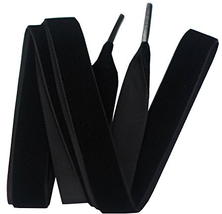 BupiMufi Cordones de terciopelo planos de 16 mm de ancho, de una sola cara, cinta de terciopelo, cordones para zapatos, 100-140 cm, Negro, 100