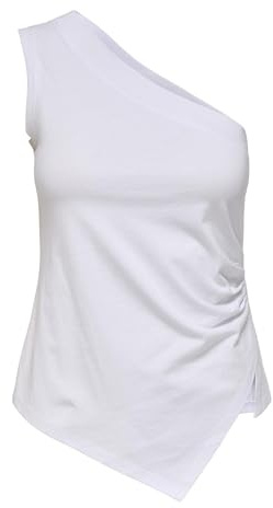Onlindy S/L One Shoulder Top Box JRS, Ljus vit, L