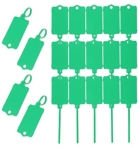 PATIKIL 100Pcs Étiquettes en Plastique Imperméables Vierges, Étiquettes d'Expédition, Réutilisables, Inscriptibles avec Attache Zippée pour Étiquetage de Bagage, Vert 2.48 x 1.46 Pouce