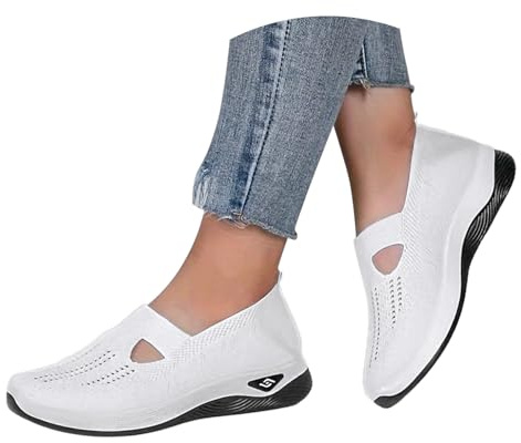 Diabetikerskor för damer, bekväma sommarsneakers, lätta och luftgenomsläppliga ortopediska skor, avslappnade löparskor och promenadskor, för breda fötter, slip-in-skor i mesh, träningsskor.