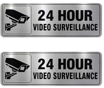 KEQAR 2 PCS Placas de Videovigilancia de Aluminio con Adhesivo Autoadhesivo y 4 Agujeros, Carteles de Cámara de Seguridad, Señales de Advertencia (15 x 15 cm)
