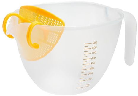 misppro Filtro Misurino Liquido Ciotola di Misurazione con Filtro Ad Alta Capacità Sbattitore Uova Ciotola Strumento di Cottura per Cucina