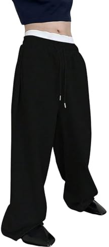 BFYSFBAIG Baggy Joggers Men Track Suit Jogging Bottoms Trousers Wide Leg Elastic Drawstring Waist Loose Fit Sweatpants with Pockets, Running Gym Daily Wear Casual Lounge Black XL