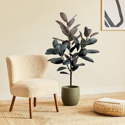 BLAINE | Premium fikus lyrata 130cm | Dekorativa konstväxter | Stor konstväxt | Konstväxter för inom- och utomhusbruk | Realistisk dekorativ konstväxt för hemmet