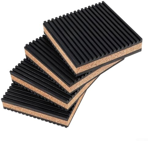 Confezione da 4 tappetini compositi in sughero in gomma 100 x 100 x 22,3 mm, per la riduzione delle vibrazioni e del rumore, assorbimento degli urti pesanti per macchine utensili, cuscinetti
