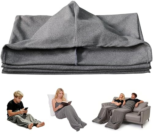 Sacco a Pelo con Cappuccio Portatile, Coperta Confortevole per Campeggio e Rilassamento, Coccodrillo per Adulti e Bambini, Grigio (Adulto, A)