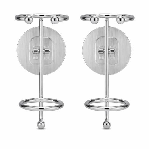 TUNEYA Electric Toothbrush Holder Wall Mounted, Cast Iron, 2 Pack | No-Drill Adhesive Bathroom Organizer, Open-Front Design for Easy Vertical Access, Supports up to 4.4 Lbs Capacity