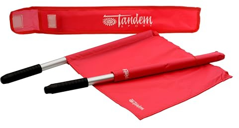 Tandem Sport Elite Red Linesman Flags - Volleyball or Soccer Referee Flags with Comfortable Soft Golf Grip Handles - Set of 2 with Carrying Bag