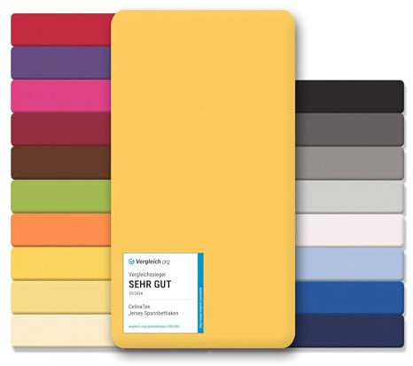 CelinaTex Jersey Spannbettlaken 100% Baumwolle gekämmt bis 26cm Matratzenhöhe Spannbettbezug, Leintuch, Bettlaken, elastisch, Strech, Oeko-Tex,Lucina 180x200-200x200 x 30 cm Standard,mais-gelb