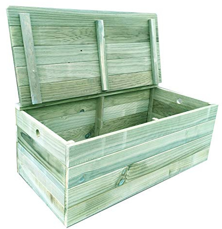 AD servicios Baúl/banco de madera tratada para el exterior. Totalmente Montado (80x40x40 cm)