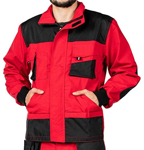 Mazalat Giubbotto da lavoro uomo, Giacca da lavoro, Doppia tasca per attrezzi da lavoro, Taglie Grandi Fino S-3XL, Giubbino da lavoro uomo. Abbigliamento da lavoro Qualita, Work jacket (M, Rosso)