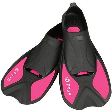 F FYJS Short Swim Fins,Travel Size Diving Flippers with Mesh Carrying Bag for Adult Men Women