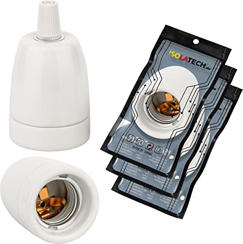 ISOLATECH 3pcs E27 portalampada in ceramica con scarico di tensione LED lampadine a risparmio energetico (max.250V/4A) lampadine domestica incasso soffitto cucina presa bagno resistente al calore