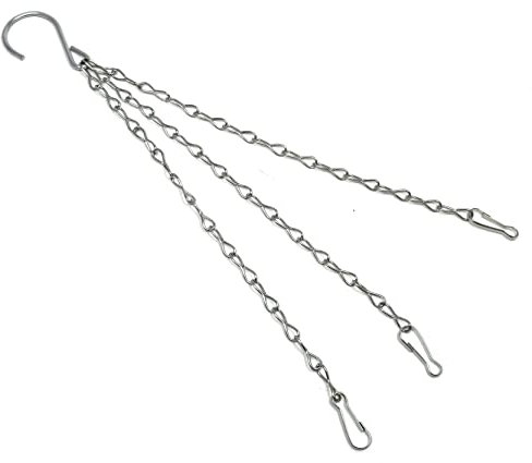 fiXte 3 Strand Garden Hanging Basket Chains Replacement Metal Easy Fit 14” Hook Clips