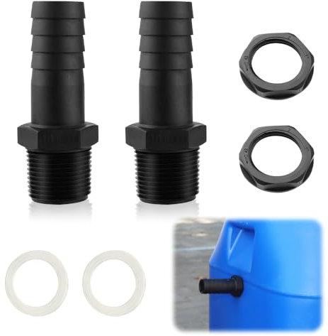 Riisoyu Tankdurchführung 1 Zoll, 2 Stück Regentonnendurchführung Fassanschluss Regentonnen Verbinder mit 2 Dichtungen und Kontermutter für Regentonne Wassertonnen Wassertanks Zisternen