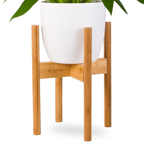 Ayria Adjustable Bamboo Plant Stand – Fits 20-30cm Pots – Natural Bamboo for Indoor & Outdoor Use
