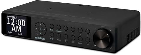 MEDION P66750 Radio de Cuisine encastrable (Radio de Cuisine Dab+, Radio FM PLL, écran Couleur TFT à intensité Variable, minuterie de Cuisson, Bluetooth, Barre LED, matériel de Montage Inclus), Noire