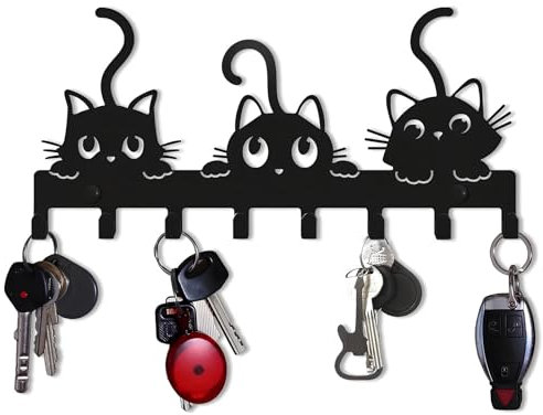 Pyuyan Clés Mural Noir Décoration Murale à Clés Chat