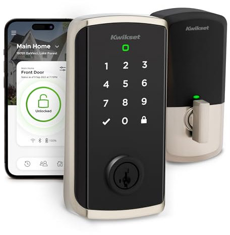 Kwikset Halo Select Smart Lock Keyless Entry Door Lock Wi-Fi and Matter Enabled Deadbolt No Hub Needed, Geofence Auto-Unlock, Grade AAA Certified, Easy Install, Satin Nickel Lifetime Finish Warranty