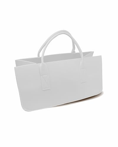 Närbild filtväska, vedväska, filtkorg, vedkorg, filt, tidningsställ, tidningskorg, ca 50 x 25 x 25 cm (vit)