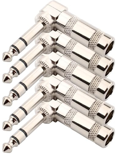 RUNCCI-YUN 5 pièces 6.35mm 1/4 TRS souder connecteur Jack,stéréo Audio Souder Connecteur connecteur angle droit de 6.35mm,prise de micro 6,35 TRS pour câbles haut-parleur/guitare/microphone