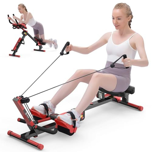HiFast roddmaskiner, AB-maskin med 2 lutningsinställningar och justerbar spänning, vikbar AB crunch träningsmaskin för hem- och gymanvändning, med LCD-skärm och bekväm sittdyna