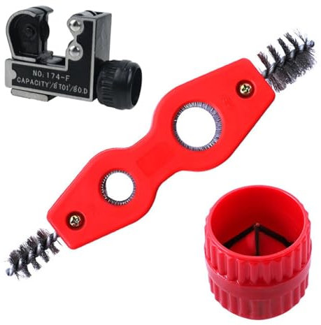 CLKE 3pcs Pipe Cutter & Copper Pipe Cleaner Set, 4-in-1 Deburring Tool with Reamer, 3-28mm Tube Cutter for Copper Brass PVC Aluminum, Copper Pipe Cleaner & Deburring Tool Kit