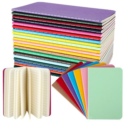 fengxuanwl Lot de 20 carnets de notes A6 avec lignes, 20 couleurs, petit bloc-notes, 14 x 9 cm, couverture en papier kraft, 30 pages par cahier pour étudiants, écoles et bureaux