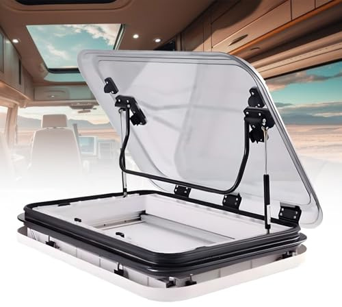 SHEUAO Lanterneau Caravane,Hublot De Toit pour Camping-Car,Découpe 500/700/800 X 500 MM, Trappe De Fenêtre De Toit pour Caravane avec Éclairage LED,Cadre Aluminium Léger,700 * 500mm