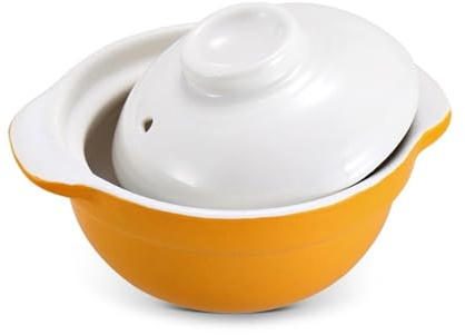Cazuelas Taza De Guisar Pequeña Cazuela Cerámica Mini Olla Tradicional Con Mango Para Horno(Yellow)