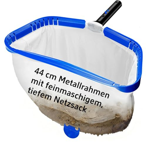 ROMIVO Retino Skimmer Piscina 17,5 (44 cm), Retino a Maglia Fine per Piscina e Laghetto, Ideale per Alghe, Sabbia e Detriti, Telaio Rinforzato in Alluminio, Asta Non Inclusa