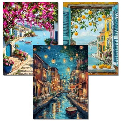 Yaostarart 3 Pack Paint by Numbers for Adults,Painting by Numbers for Adults,Landscape Adult Paint by Numbers,DIY Acrylic Painting Kits for Adults Perfect for Home Decor and Gifts 12x16inch