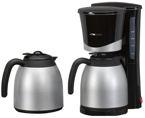 Clatronic KA-3328 Kaffeemaschine Filterkaffeemaschinen Set inkl. 2 Thermoskannen à 1L ideal für Büros und WGs (870W, herausnehmbarer Filtereinsatz, geschmacksneutrale Beschichtung)